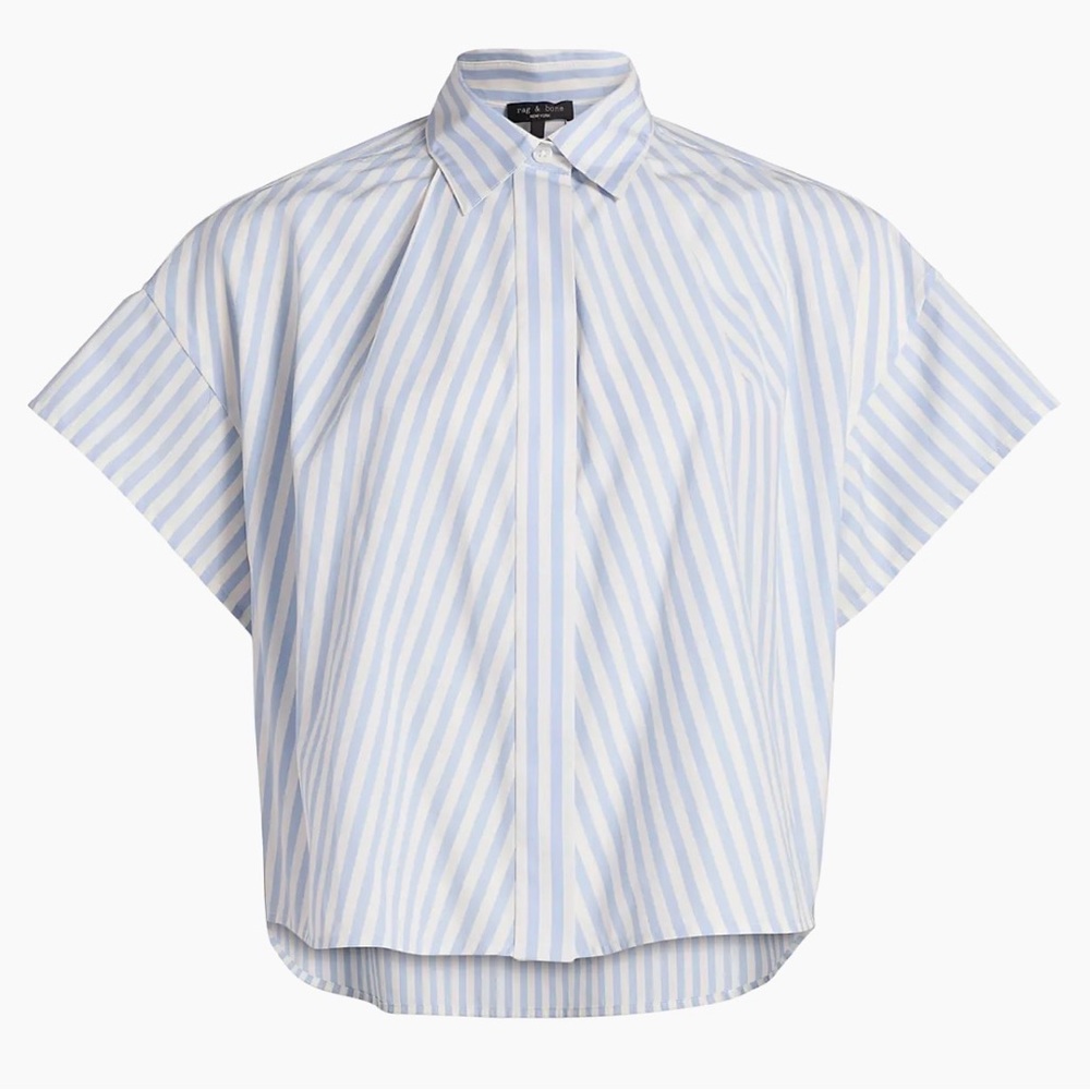 NWT Rag & Bone Martha Striped Cotton Poplin Boxy Shirt Size S